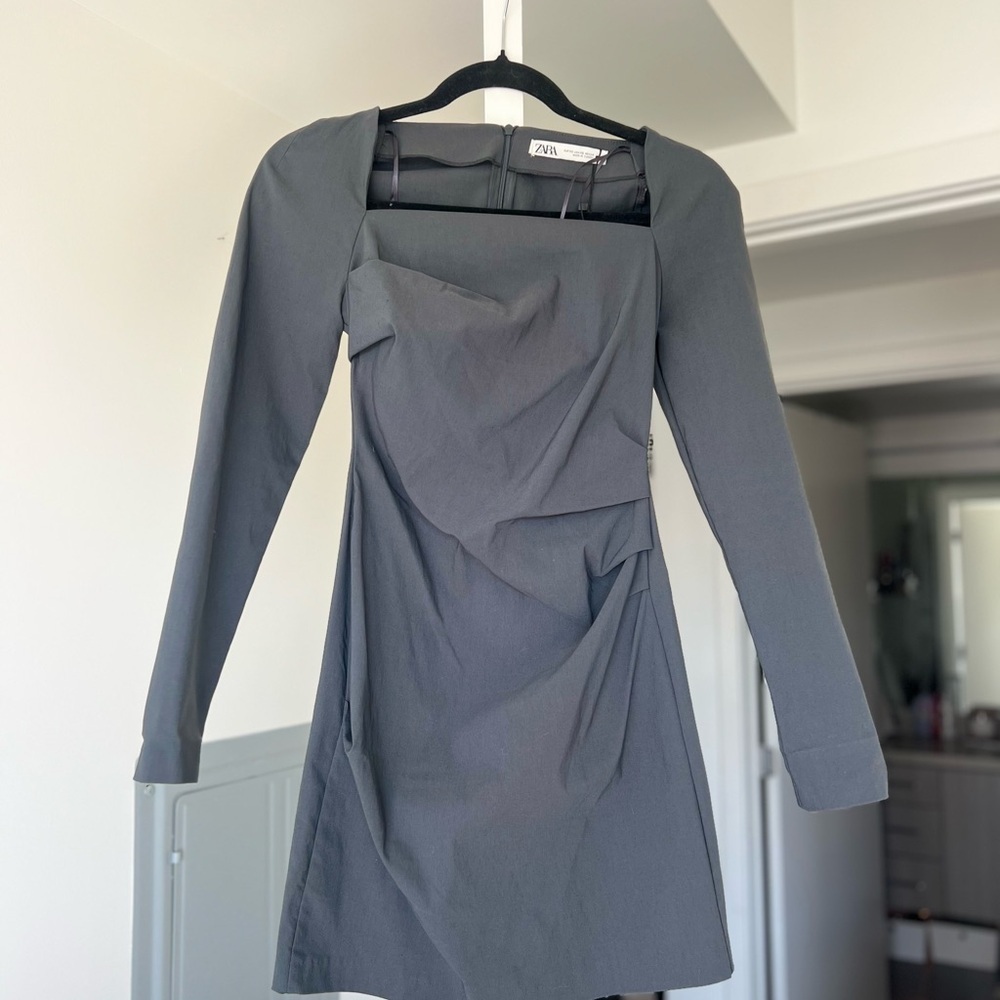 Zara Charcoal Long-Sleeve Mini Dress